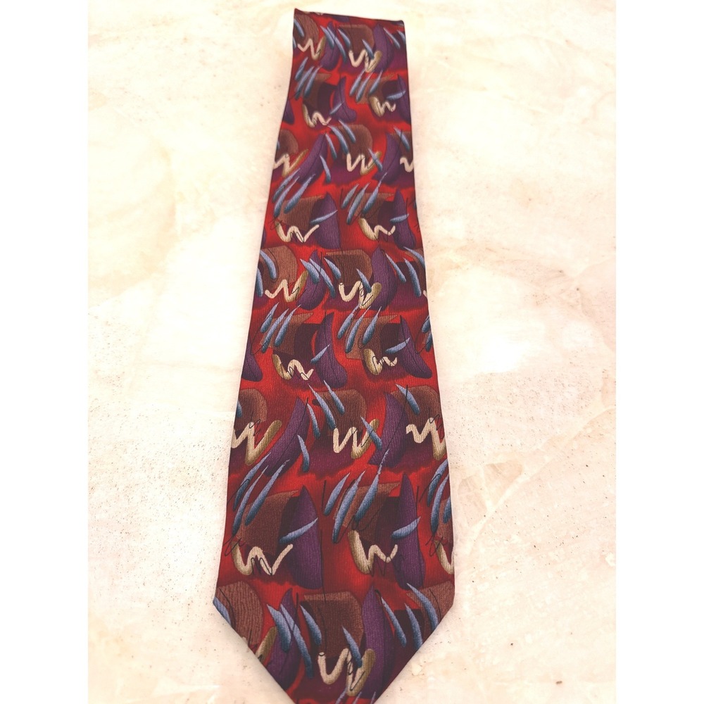 J. Garcia Mens Silk Necktie Red Purple Abstract Art Jerry Garcia Tie T164